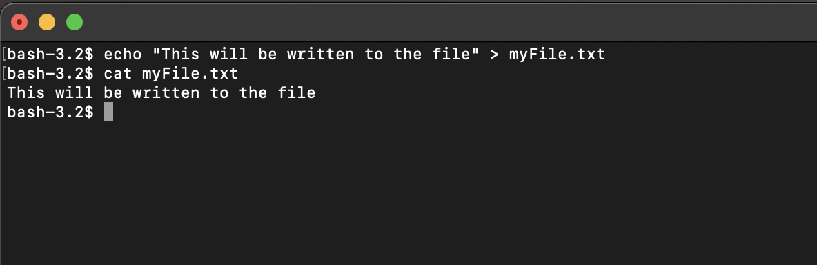 Create and wirte a file in one command